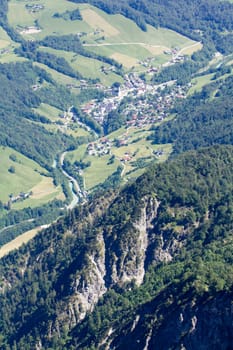 The Alpine mountains of Austria below the warm sun of summer