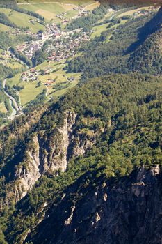 The Alpine mountains of Austria below the warm sun of summer