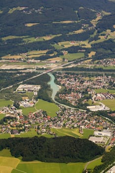 The Alpine mountains of Austria below the warm sun of summer