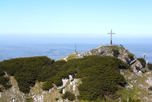 The Alpine mountains of Austria below the warm sun of summer