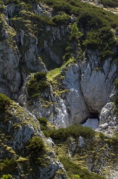The Alpine mountains of Austria below the warm sun of summer