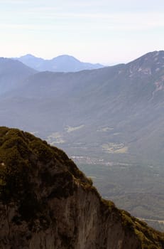The Alpine mountains of Austria below the warm sun of summer