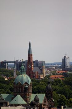 The Cityscape of Munich in Summer, from above the Marienplatz