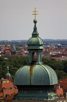 The Cityscape of Munich in Summer, from above the Marienplatz