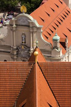 The Cityscape of Munich in Summer, from above the Marienplatz