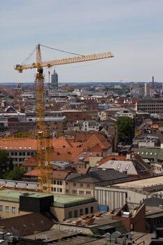 The Cityscape of Munich in Summer, from above the Marienplatz