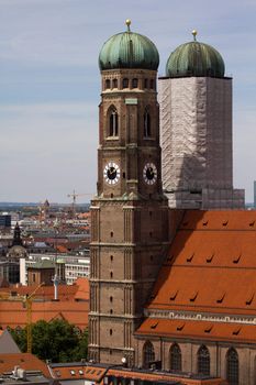 The Cityscape of Munich in Summer, from above the Marienplatz