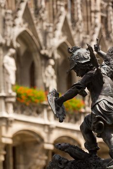 Medieval Statue in Marienplatz, Munich, Southern Germany