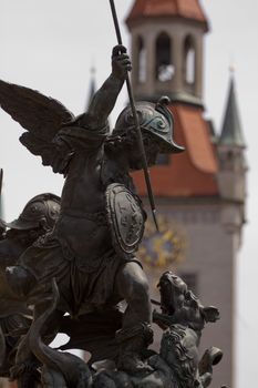 Medieval Statue in Marienplatz, Munich, Southern Germany
