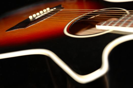 an abstract close up of an acoustic guitar