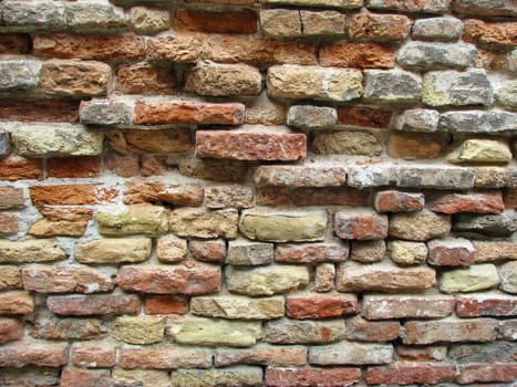 Vintage brick work on a historic building in Venice, Italy.
