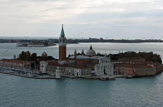 A view of San Giorgio Maggiore Church and island in Venice, Italy.
