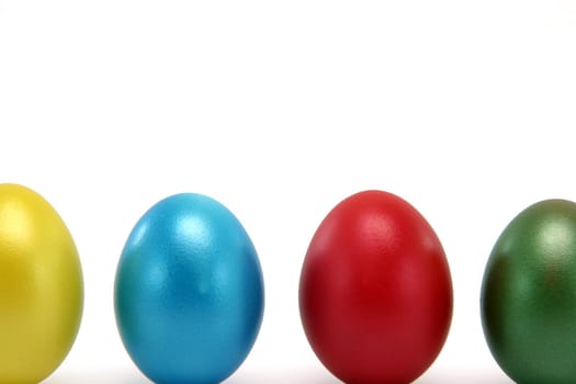 easter eggs  detail with copy space isolated on white background