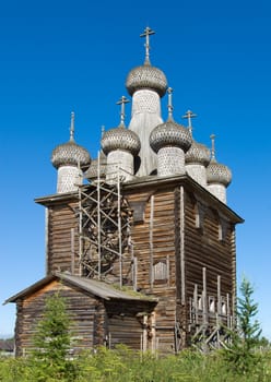 The Traditions of the russian north.The Old-time wooden church. Ancient architecture