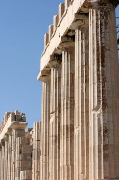 pillars of parthenon detail from acropolis of athens greece 