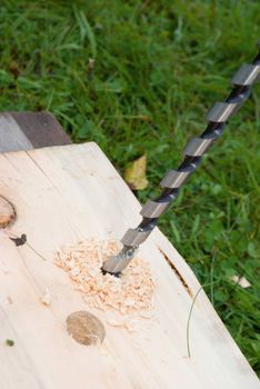 Drilling in wood.fabrication to wooden furniture