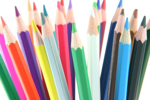multy color pencils background isolated on white background creativity concepts