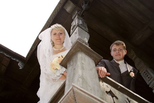 The bride and the groom during celebratory walk