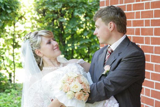 The bride and the groom during celebratory walk