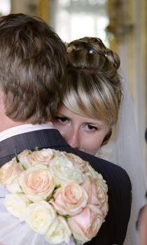 The bride and the groom during celebratory walk