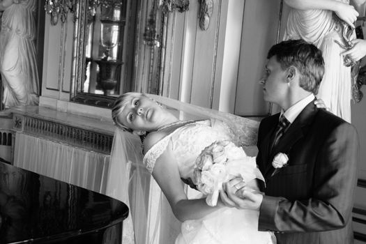 The bride and the groom during celebratory walk