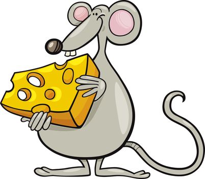 Cartoon illustration of mouse with cheese