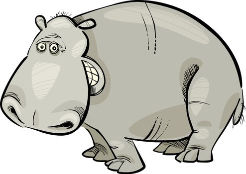 cartoon Illustration of funny Hippopotamus