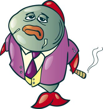 Cartoon illustration of big fish
