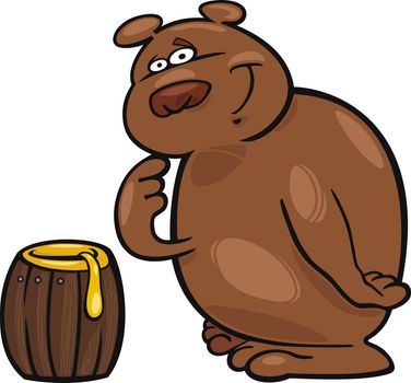 Cartoon illustration of bear and honey 