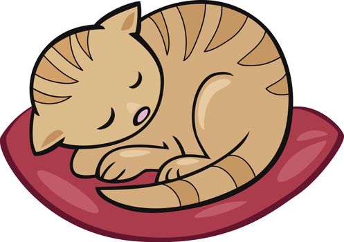 Cartoon illustration of sleeping kitten