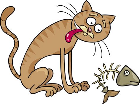 Cartoon illustration of homeless cat