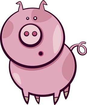 Cartoon illustration of funny surprised pig