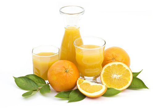 orange juice and some fresh fruits