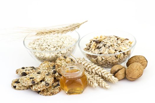 cereal cookies, muesli, honey and nuts