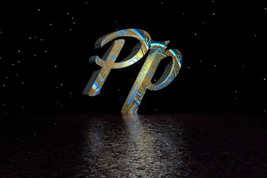 letter p yellow and blue