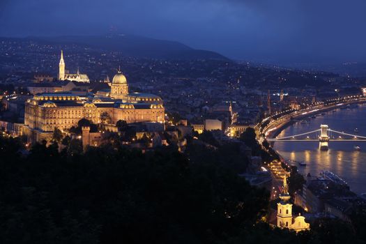 view of panorama Budapest, Hungary, from fortress Citadel