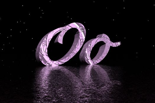 letter o white and puple