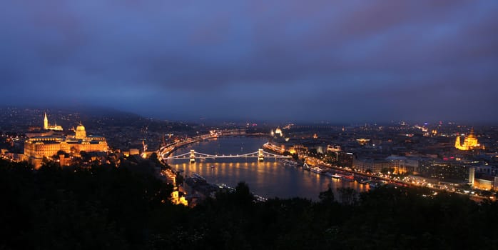 view of panorama Budapest, Hungary, from fortress Citadel