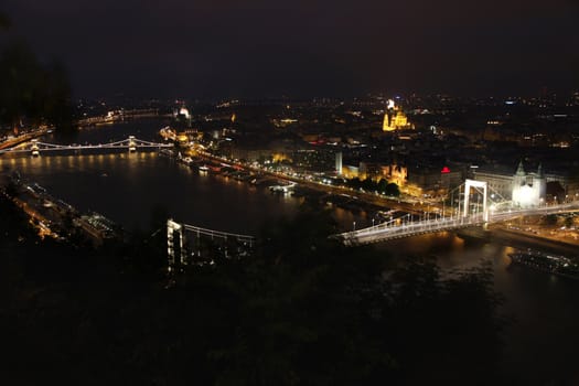 view of panorama Budapest, Hungary, from fortress Citadel