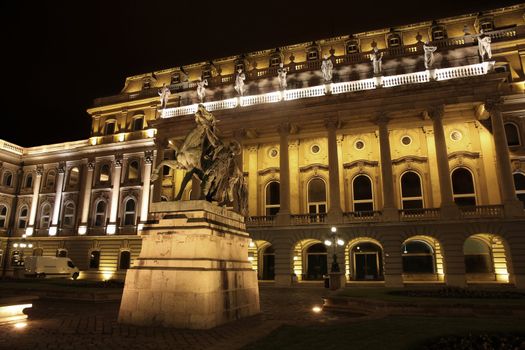 shot of night Buda Castle in Budapest, Hungary