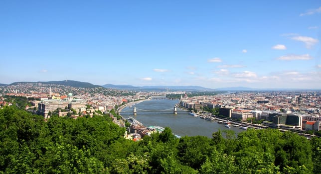 view of panorama Budapest, Hungary, from fortress Citadel