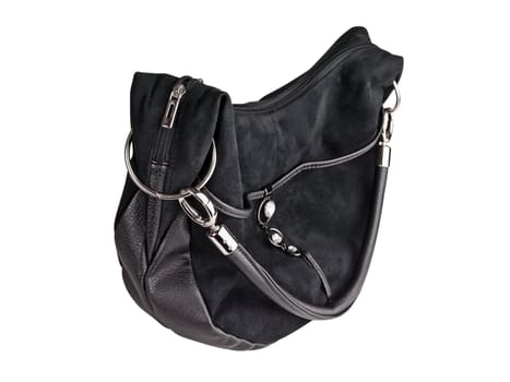 Woman black handbag against the white background 