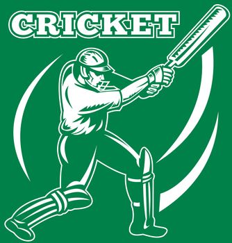 illustration of a cricket sports player batsman silhouette batting