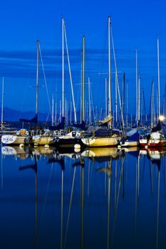 Boats at a marina in the early morning