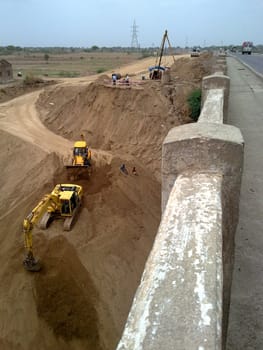 infrastructure works on a national high way bridge