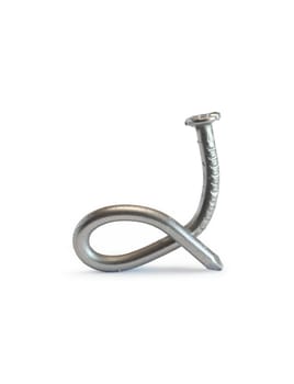 Steel crooked nail isolated on white background with clipping path