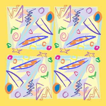 Seamless square, scribble and obtuse angle background pattern