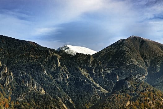 Image of the Pic du Canigou during the late autumn season.The Canigou is a mountain located in the Pyrenees Orientales Mountains (Catalan Pyrenees) in the southern France.The height of the peak is 2784.66 m.
