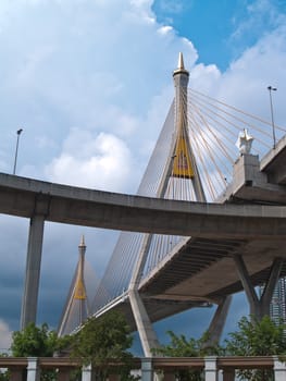 Bhumibol Bridge also casually call as Industrial Ring Road Bridge, Samut Prakarn,Thailand