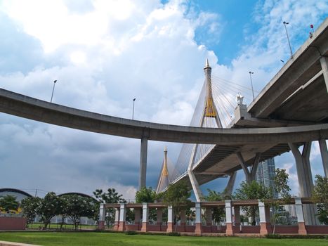 Bhumibol Bridge also casually call as Industrial Ring Road Bridge, Samut Prakarn,Thailand